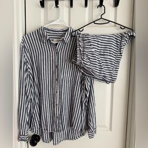 Target Universal Thread Navy Blue Stripe Linen Short Set